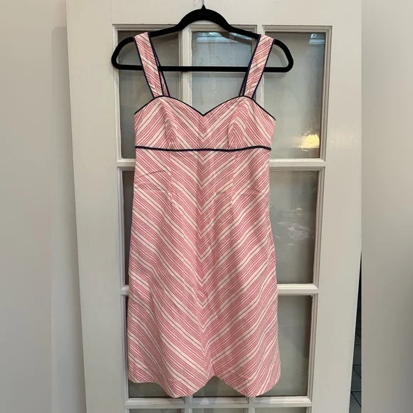 Vintage Lilly Pulitzer White Label Cotton Pink White Chevron Stripe Dress Size 2 - Picture 10 of 10